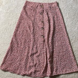 Pink floral maxi skirt